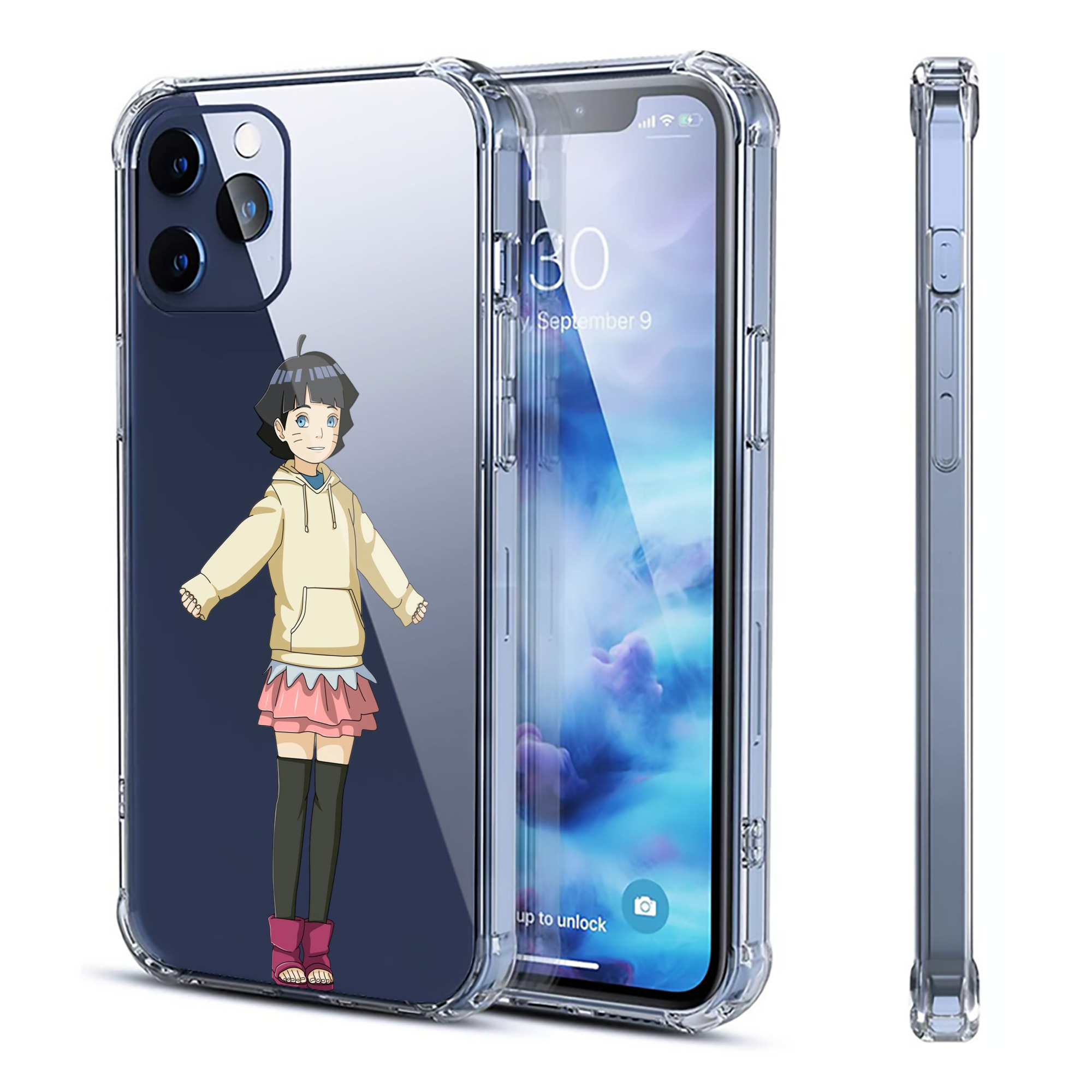（画像用） NARUTO -ナルト- うずまき ヒマワリ Uzumaki Himawari 【iPhone 12シリーズ対応】透明スマホケース（クリアソフトケース）